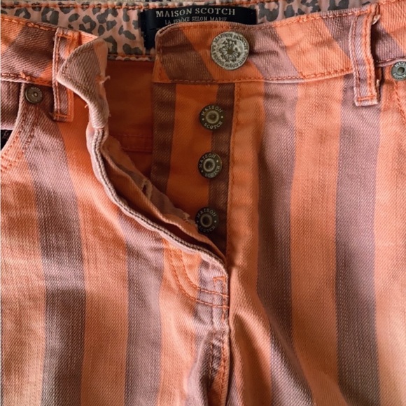 Scotch & Soda Conductor Stripe Distressed Denim Shorts Size 27 - Picture 6 of 10